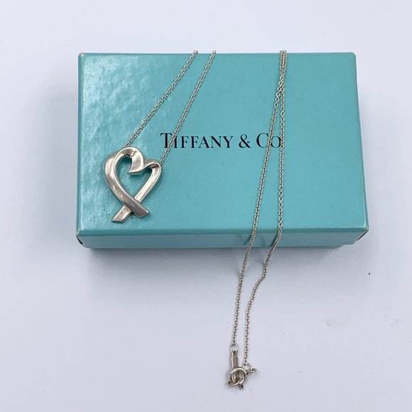 Authentic Tiffany & Co Paloma Picasso Loving Heart Pendent Silver Necklace - Picture 9 of 10